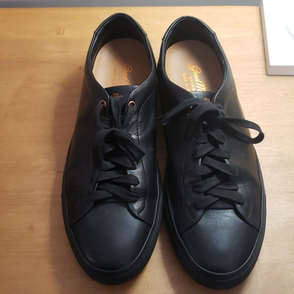 Good Man Legend London Shoe Mens sz 11 Black Leather Sneaker Made in Italy